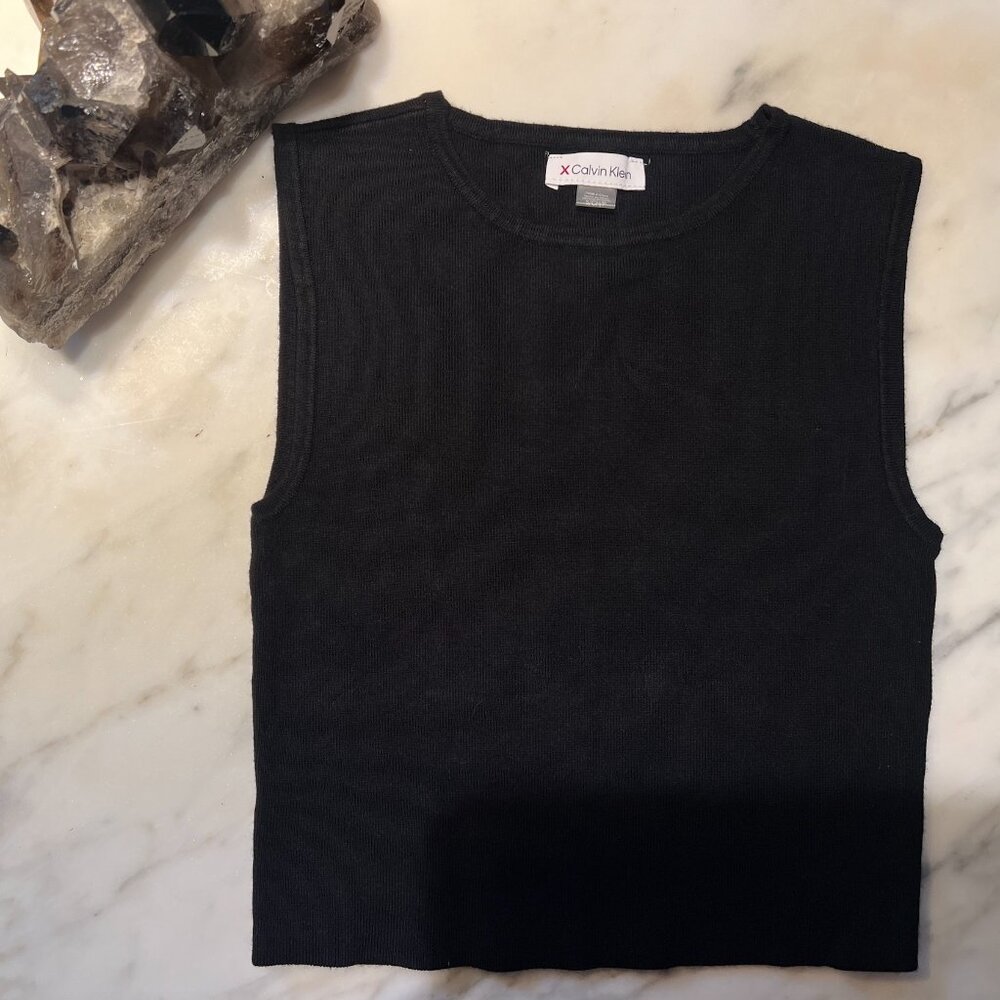 Calvin Klein Black Rayon Sleeveless Top